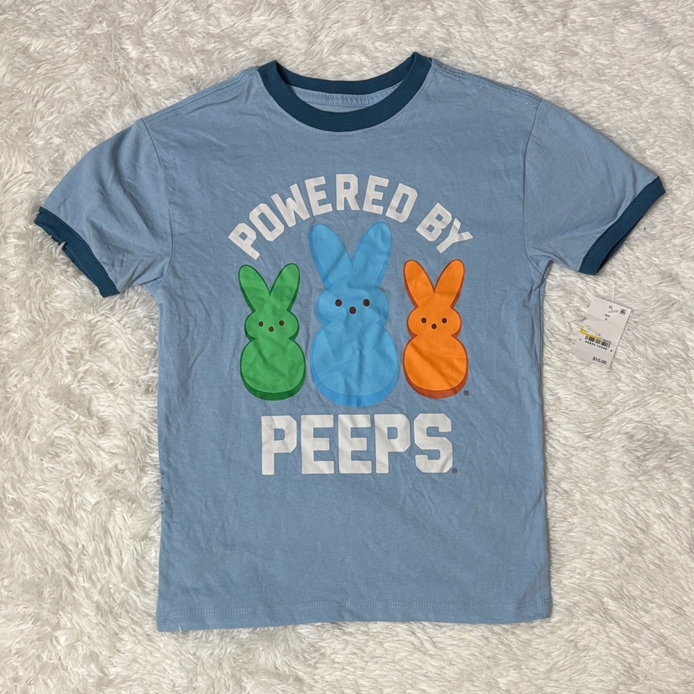 NWT Peeps Light Blue Easter Short Sleeve T-Shirt Size S Child